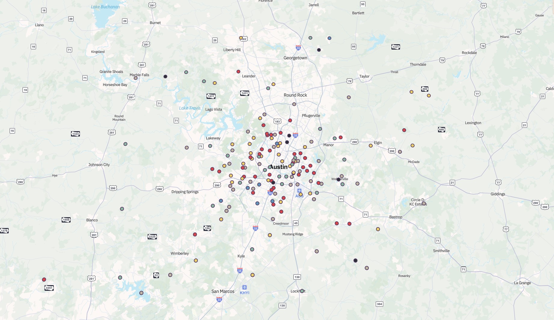 VestaGlass map view populated from Rentvine